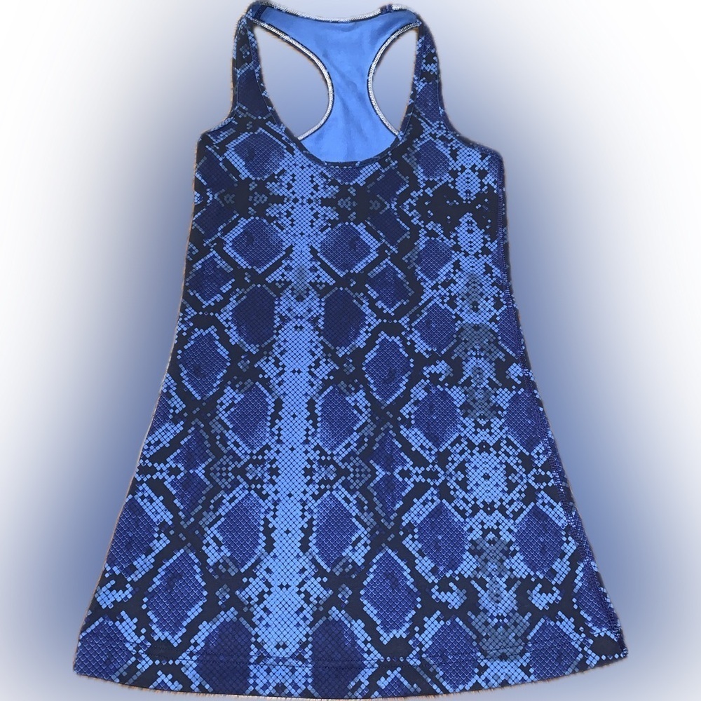 Lululemon Cool Racerback Blue Sapphire Ziggy Snake Print Yoga Shirt Tank Top - Picture 4 of 9